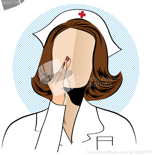 Image of Beautiful friendly and confident nurse talk secrets