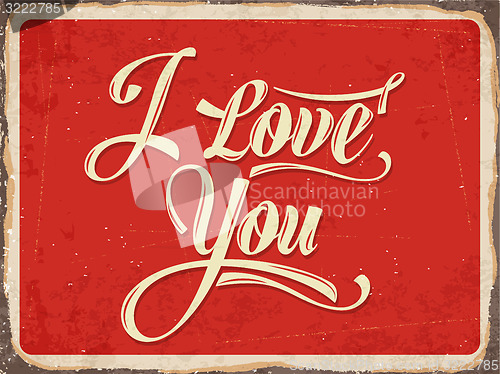 Image of Retro metal sign \" I love you\"