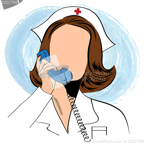 Image of Beautiful friendly and confident nurse  talking by phone