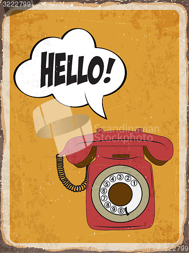 Image of Retro metal sign \" Hello\"