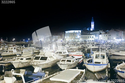 Image of Boat marina in Rovinj at night