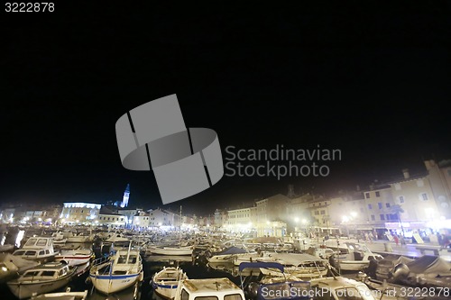 Image of Moored boats at Rovinj in the night