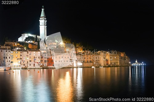 Image of Saint Eufemia bell tower at night