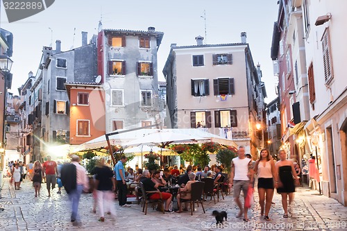 Image of People walking in streets of Rovinj