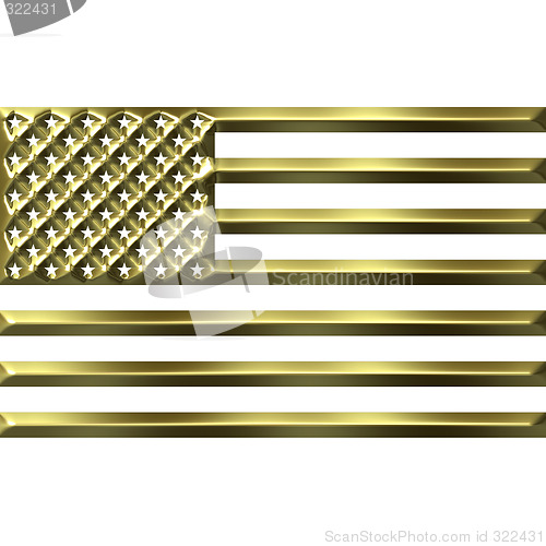 Image of 3D Golden USA Flag