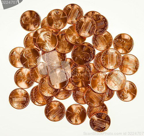 Image of Retro look Dollar coins 1 cent wheat penny cent