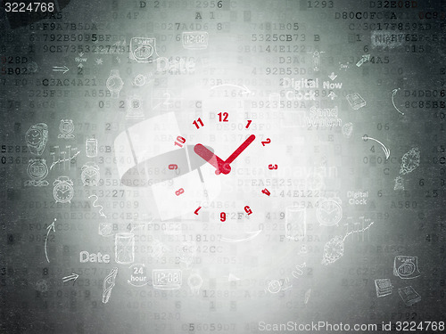 Image of Timeline concept: Clock on Digital Paper background