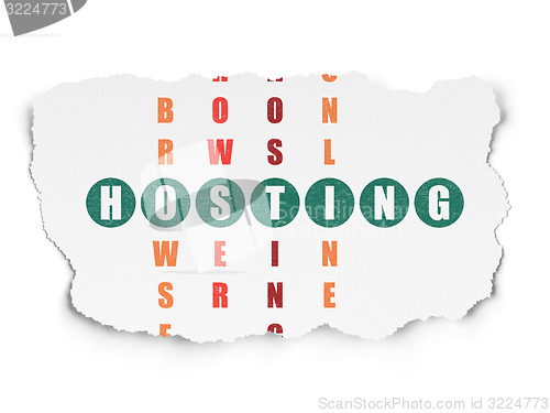 Image of Web design concept: word Hosting in solving Crossword Puzzle