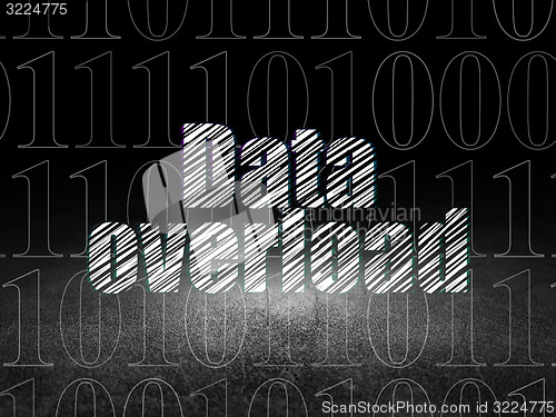 Image of Data concept: Data Overload in grunge dark room