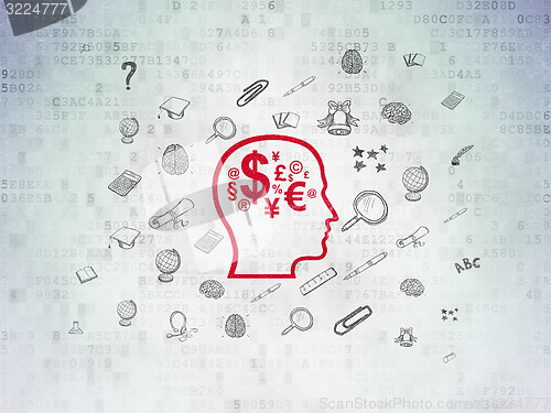 Image of Education concept: Head With Finance Symbol on Digital Paper background