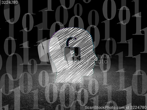 Image of Business concept: Head With Padlock in grunge dark room