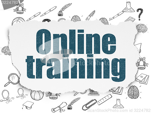 Image of Education concept: Online Training on Torn Paper background