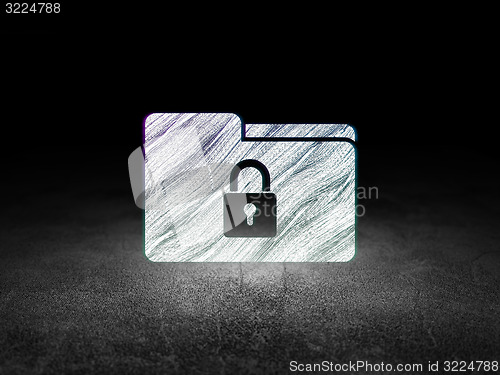 Image of Finance concept: Folder With Lock in grunge dark room