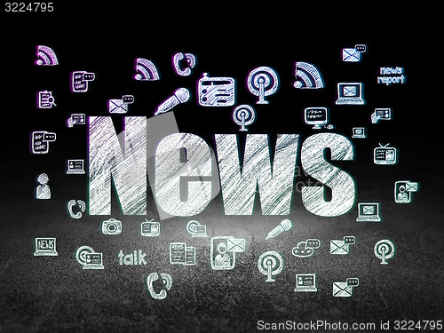 Image of News concept: News in grunge dark room