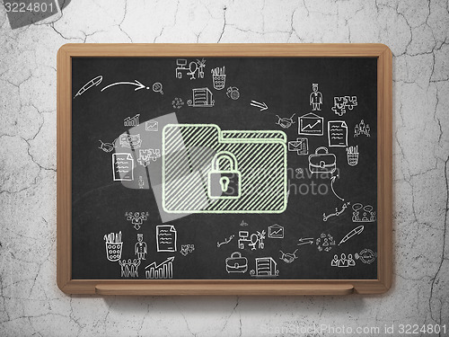 Image of Finance concept: Folder With Lock on School Board background