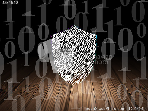 Image of Safety concept: Shield in grunge dark room