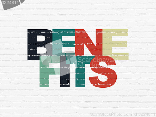 Image of Finance concept: Benefits on wall background