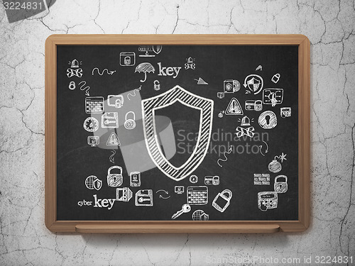 Image of Security concept: Contoured Shield on School Board background