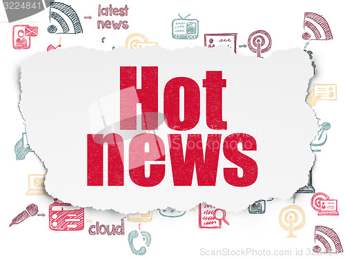Image of News concept: Hot News on Torn Paper background