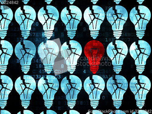 Image of Finance concept: light bulb icon on Digital background