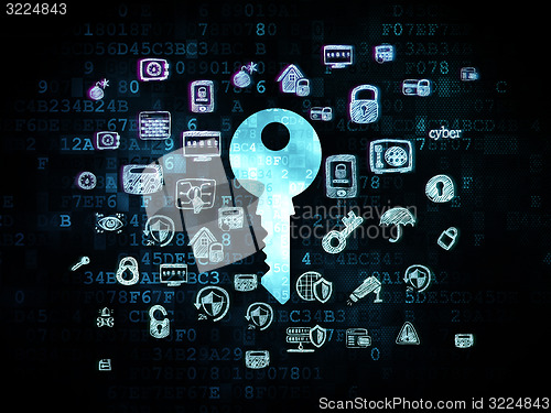 Image of Protection concept: Key on Digital background