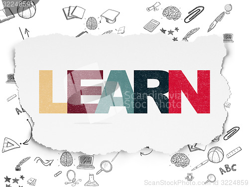 Image of Education concept: Learn on Torn Paper background