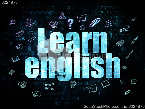 Image of Education concept: Learn English on Digital background