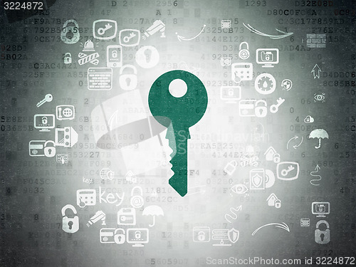 Image of Privacy concept: Key on Digital Paper background