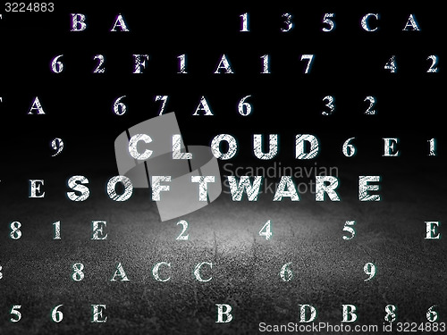 Image of Cloud technology concept: Cloud Software in grunge dark room