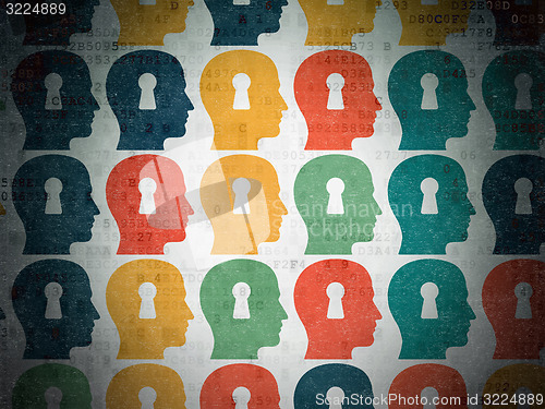 Image of Business concept: Head With Keyhole icons on Digital Paper background