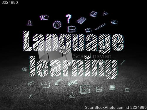 Image of Education concept: Language Learning in grunge dark room