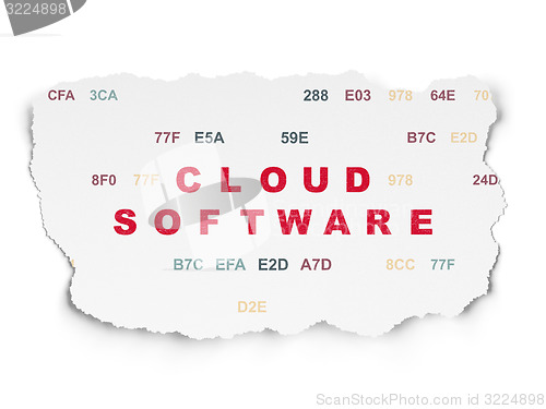 Image of Cloud networking concept: Cloud Software on Torn Paper background