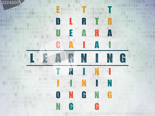 Image of Education concept: word Learning in solving Crossword Puzzle