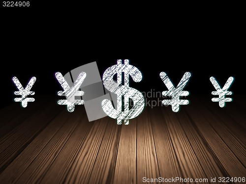 Image of Currency concept: dollar icon in grunge dark room