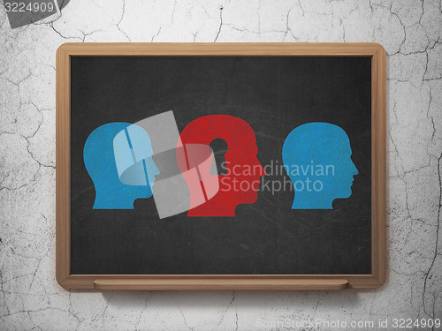 Image of Education concept: head with keyhole icon on School Board background