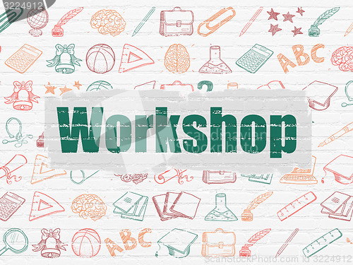 Image of Education concept: Workshop on wall background
