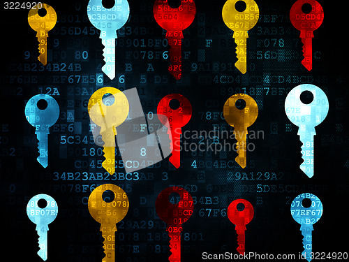 Image of Protection concept: Key icons on Digital background