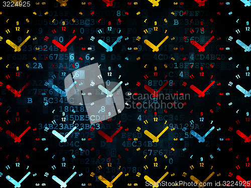 Image of Time concept: Clock icons on Digital background