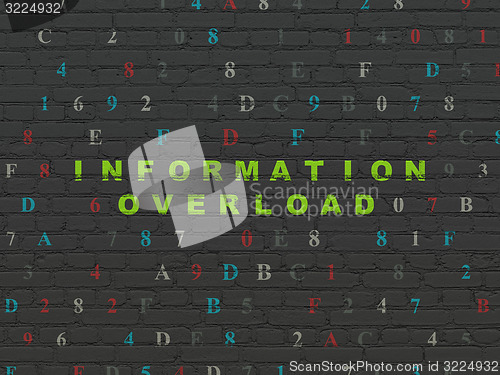 Image of Data concept: Information Overload on wall background