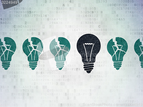 Image of Business concept: light bulb icon on Digital Paper background