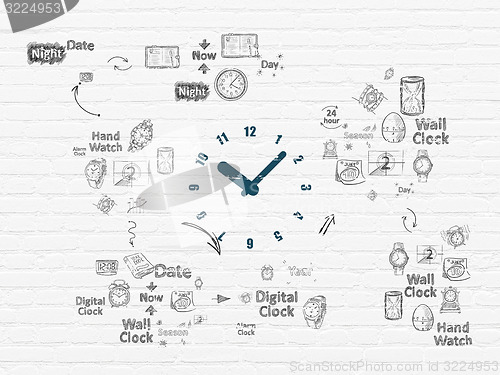 Image of Time concept: Clock on wall background