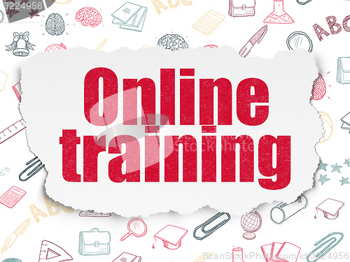 Image of Education concept: Online Training on Torn Paper background