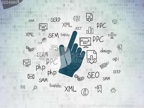 Image of Web development concept: Mouse Cursor on Digital Paper background