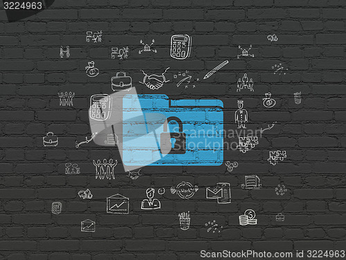 Image of Business concept: Folder With Lock on wall background
