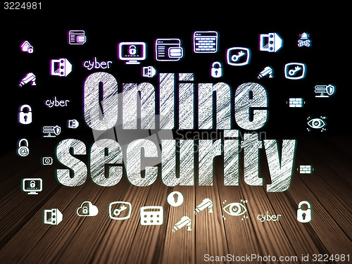 Image of Safety concept: Online Security in grunge dark room