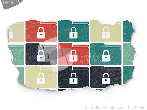 Image of Business concept: Folder With Lock icons on Torn Paper background