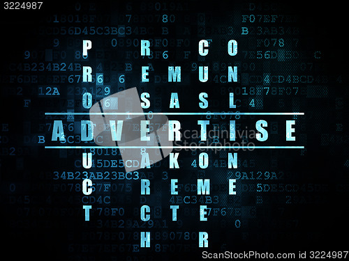 Image of Marketing concept: word Advertise in solving Crossword Puzzle