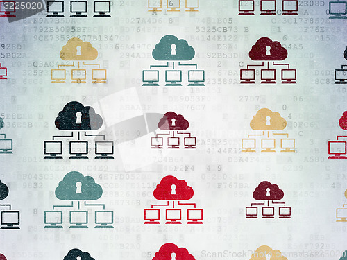 Image of Safety concept: Cloud Network icons on Digital Paper background