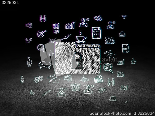 Image of Business concept: Folder With Lock in grunge dark room