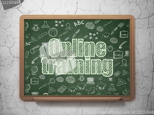 Image of Education concept: Online Training on School Board background